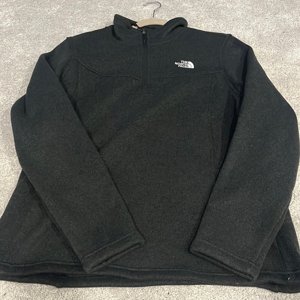 North face fleece lined Knit quarter zip pull over